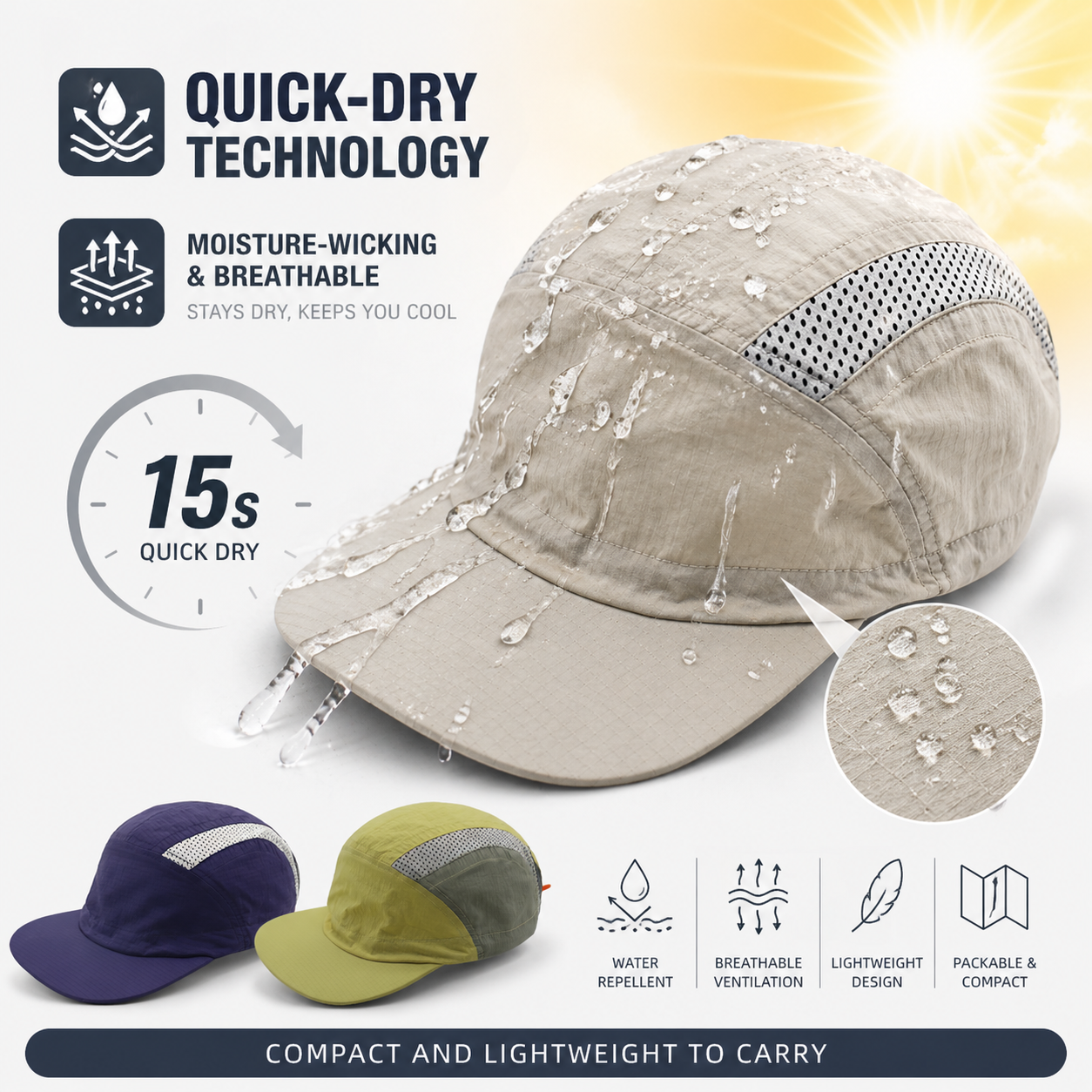 Quick Dry Running Cap Men Wome - Packable Hat Nylon บทวิจารณ์และราคา