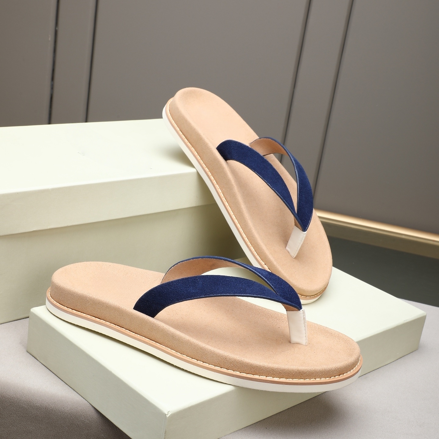 Luxury Brand Genuine Leather S - Flip Flop Leather Men บทวิจารณ์และราคา