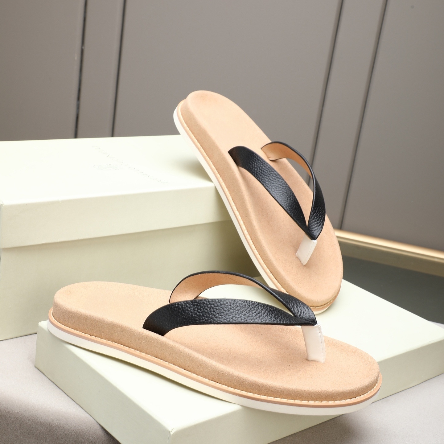 Luxury Brand Genuine Leather S - Flip Flop Leather Men บทวิจารณ์และราคา