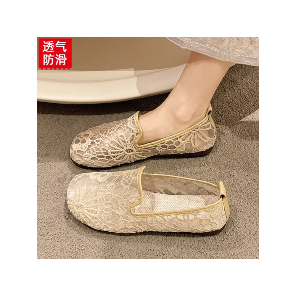 Chic Lace Mesh Hollow Out Espa - Espadrille Slip On บทวิจารณ์และราคา