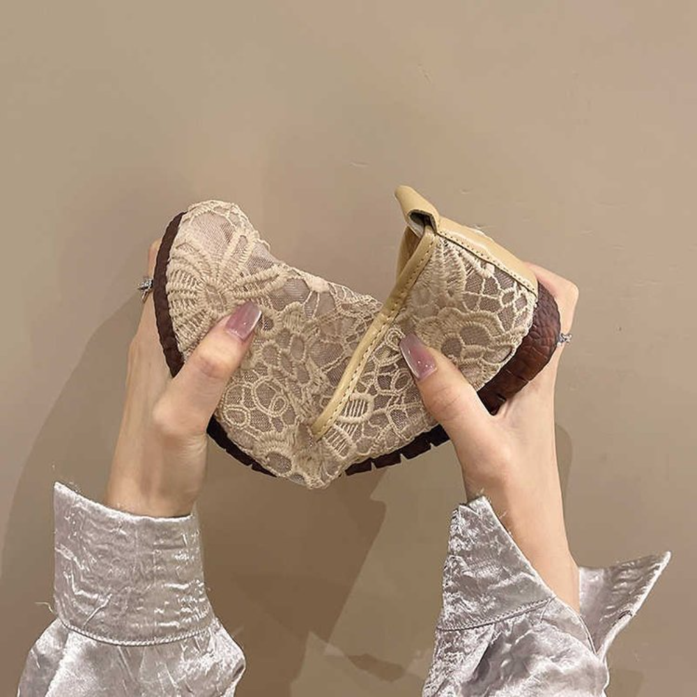 Chic Lace Mesh Hollow Out Espa - Espadrille Slip On บทวิจารณ์และราคา