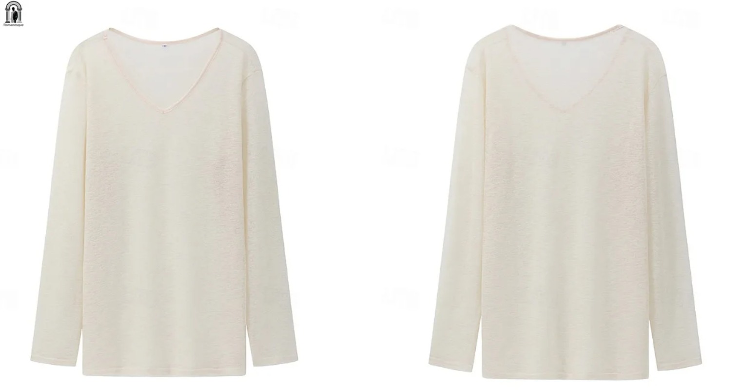 Men's Casual V-Neck Linen Blen - Linen Shirt Breathable บทวิจารณ์และราคา