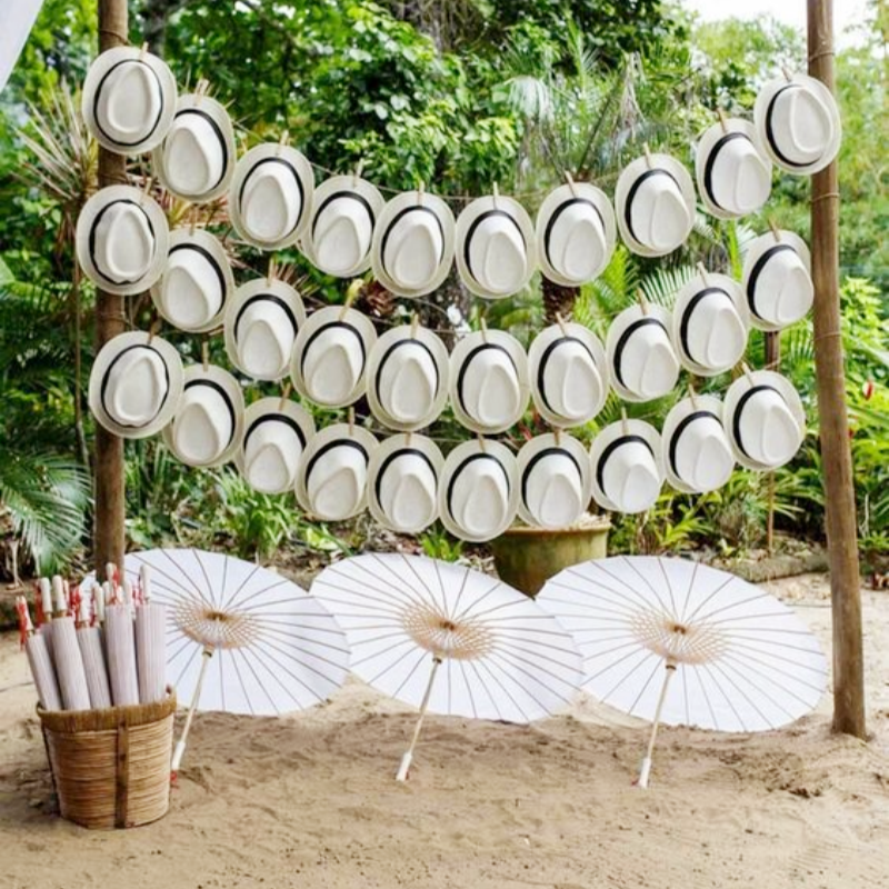 6-36PCS Short Brim Sun Panama  - Bucket Hat Straw บทวิจารณ์และราคา
