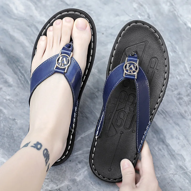 Men's Flip-flops Solid Color w - Flip Flop Leather Men บทวิจารณ์และราคา