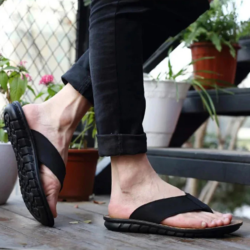 Summer Shoes Men Slippers Genu - Flip Flop Leather Men บทวิจารณ์และราคา