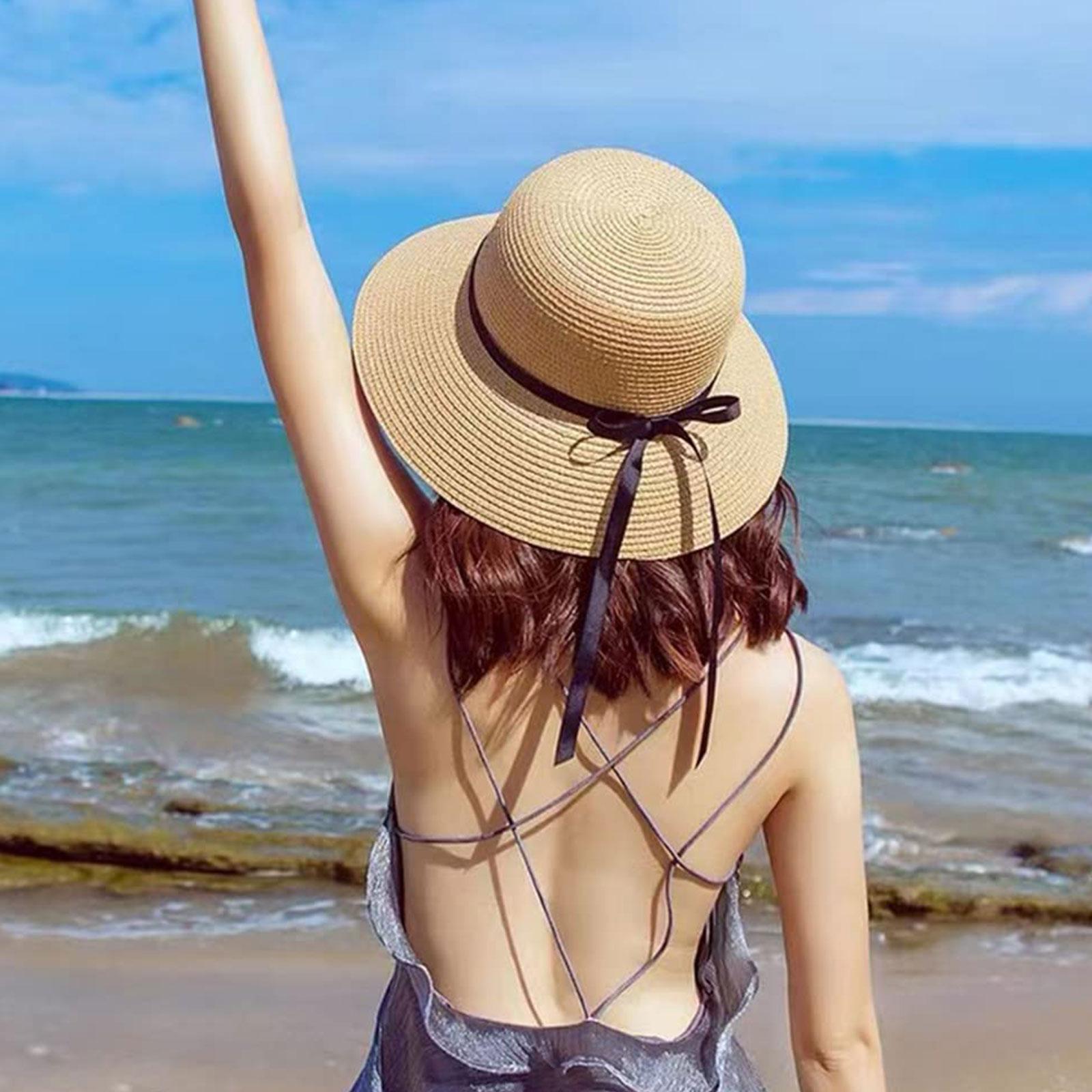 Summer Straw Hat Big Wide Brim - Bucket Hat Straw บทวิจารณ์และราคา