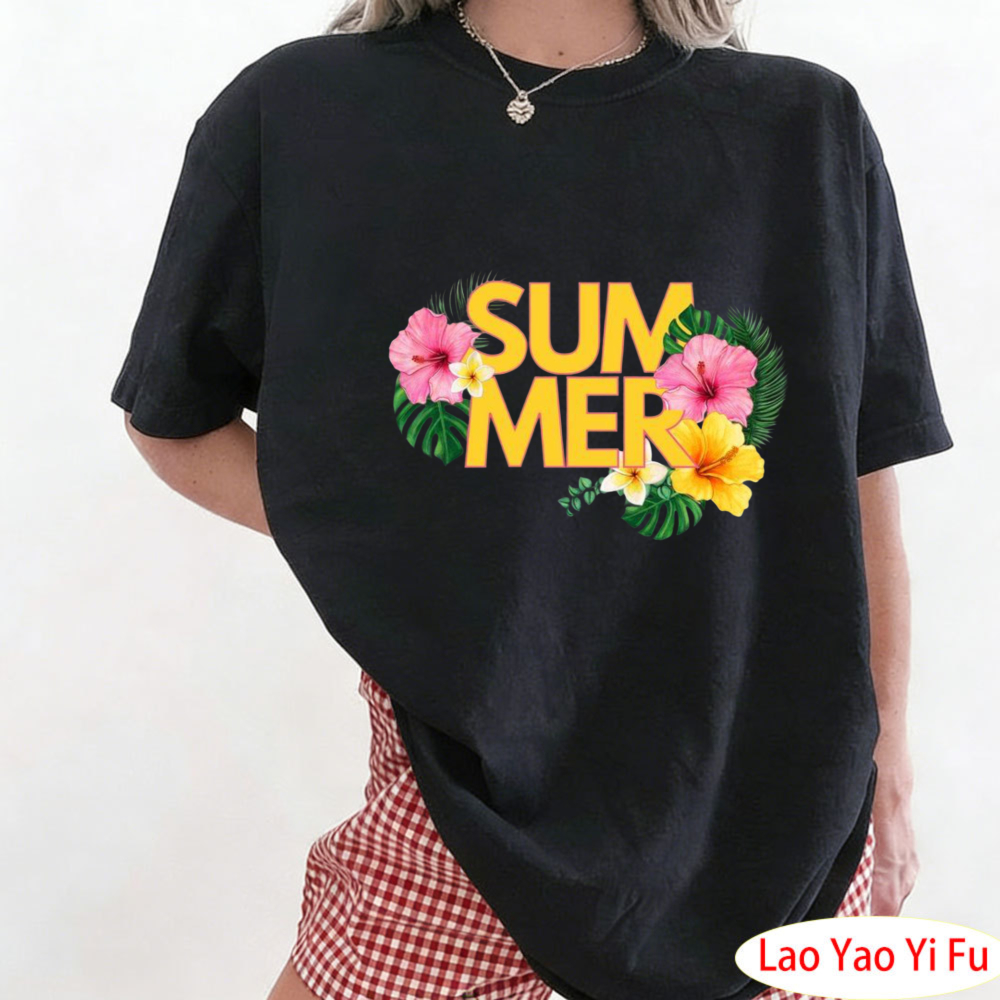 Summer Tropical Floral T-Shirt - Resort Shirt Floral บทวิจารณ์และราคา