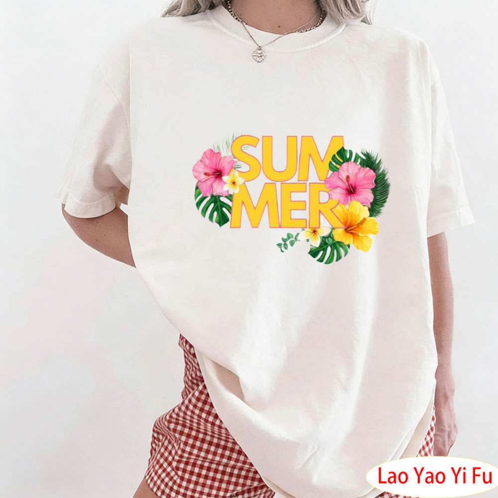 Summer Tropical Floral T-Shirt - Resort Shirt Floral บทวิจารณ์และราคา