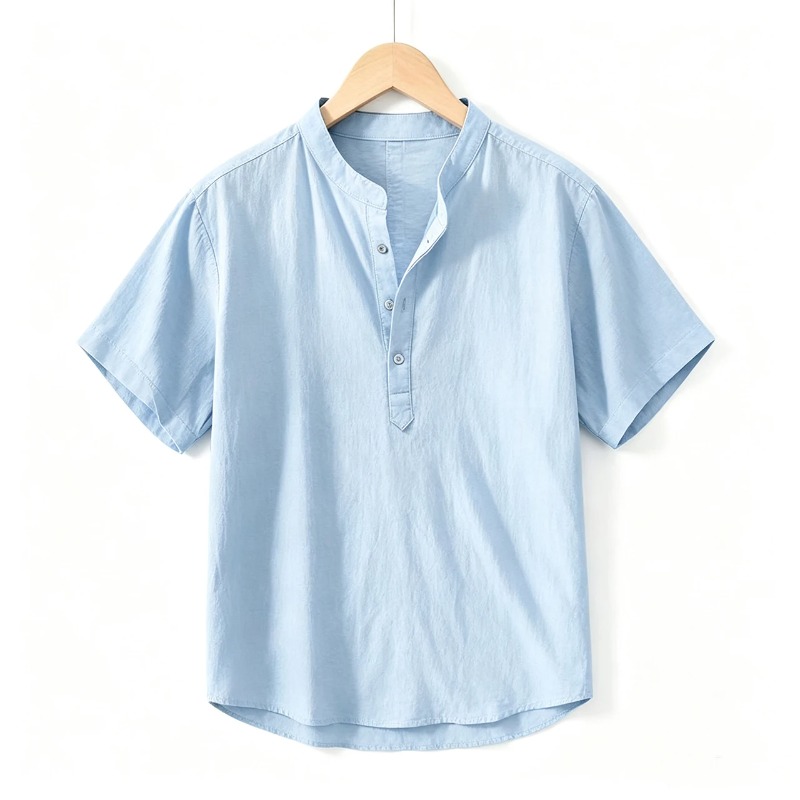 Men Cotton Linen Short-Sleeve  - Linen Shirt Breathable บทวิจารณ์และราคา