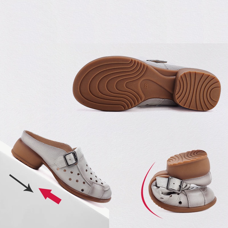 New Cow leather low heel sanda - Casual Sandal Leather บทวิจารณ์และราคา