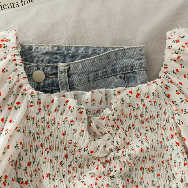 Blouses Shirts Women Floral Dr - Short Linen Drawstring บทวิจารณ์และราคา