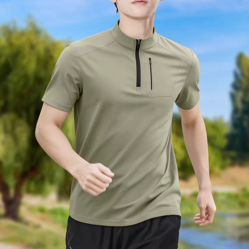 Men's Half-Zip High-Stretch Qu - Shirt Camp Collar บทวิจารณ์และราคา