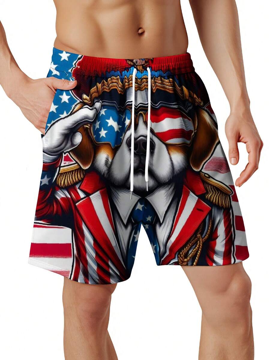 Patriotic Dog American Flag Sw - Swim Trunk Quick Dry บทวิจารณ์และราคา