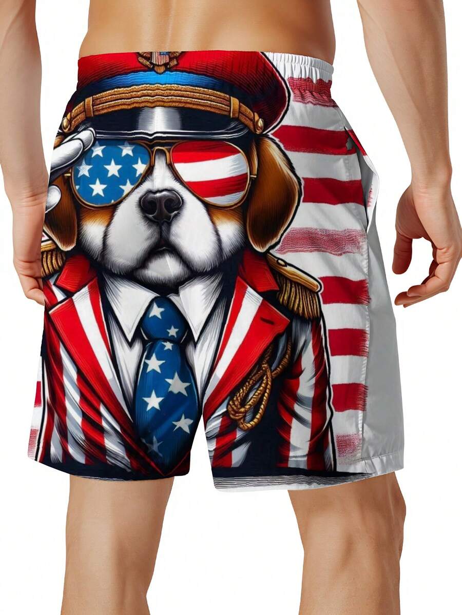 Patriotic Dog American Flag Sw - Swim Trunk Quick Dry บทวิจารณ์และราคา