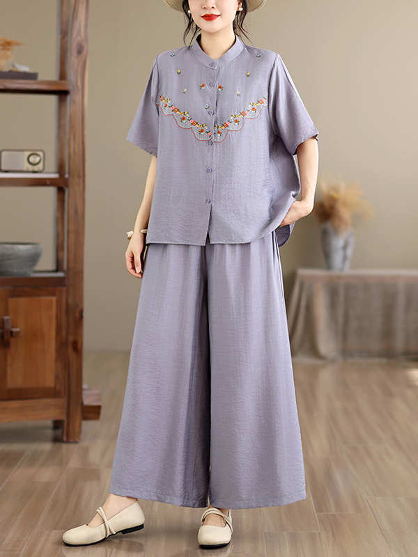 Embroidered Cotton Linen Short - Linen Shirt Breathable บทวิจารณ์และราคา