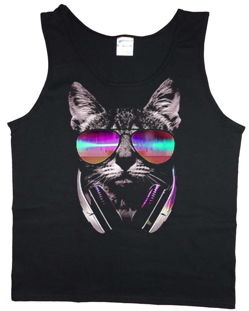 Funny DJ cat design sleeveless - Tank Top Muscle บทวิจารณ์และราคา