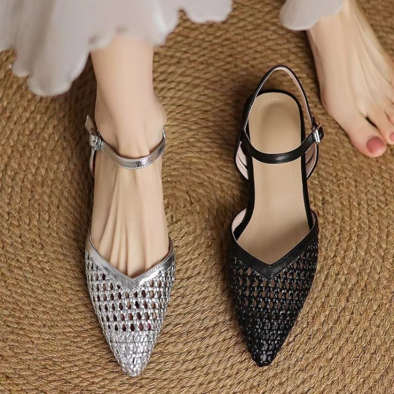 French pointed-toe woven high- - Casual Sandal Leather บทวิจารณ์และราคา