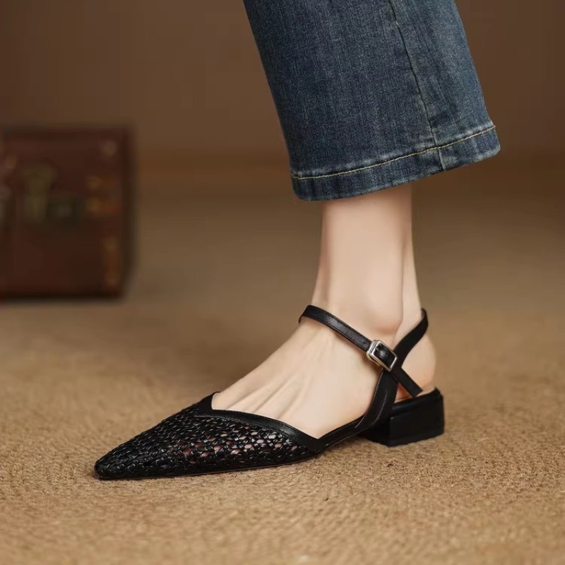 French pointed-toe woven high- - Casual Sandal Leather บทวิจารณ์และราคา