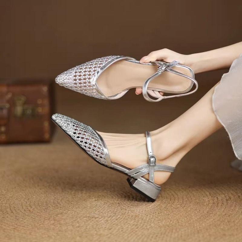 French pointed-toe woven high- - Casual Sandal Leather บทวิจารณ์และราคา