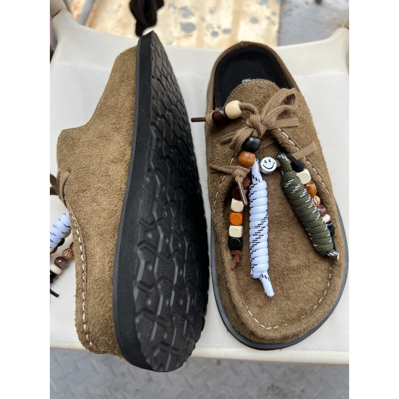 Women Men Clogs Cow Suede Leat - Flip Flop Leather Men บทวิจารณ์และราคา