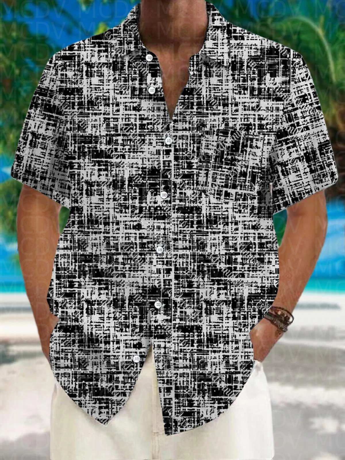Flag Pattern Style Men's Hawai - Shirt Camp Collar บทวิจารณ์และราคา