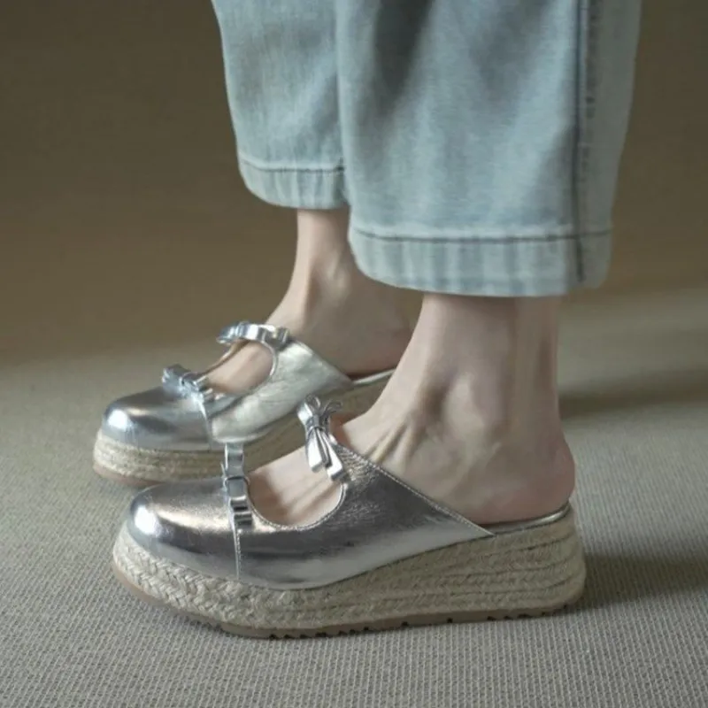 Metallic Mary Jane Mules for W - Espadrille Slip On บทวิจารณ์และราคา