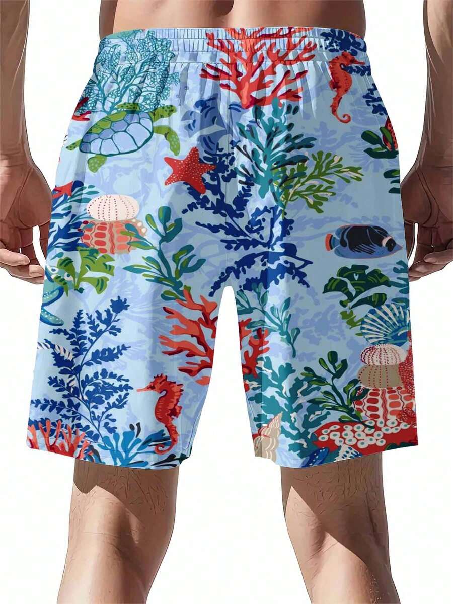 Mens Ocean Life Print Swim Tru - Swim Trunk Quick Dry บทวิจารณ์และราคา