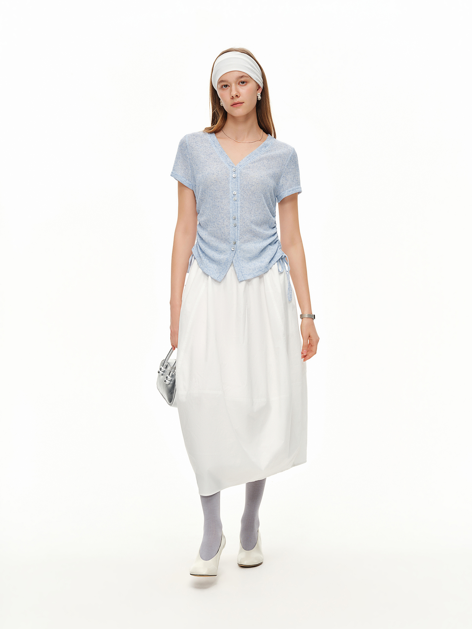 DUSHU Lightweight V-neck Linen - Short Linen Drawstring บทวิจารณ์และราคา