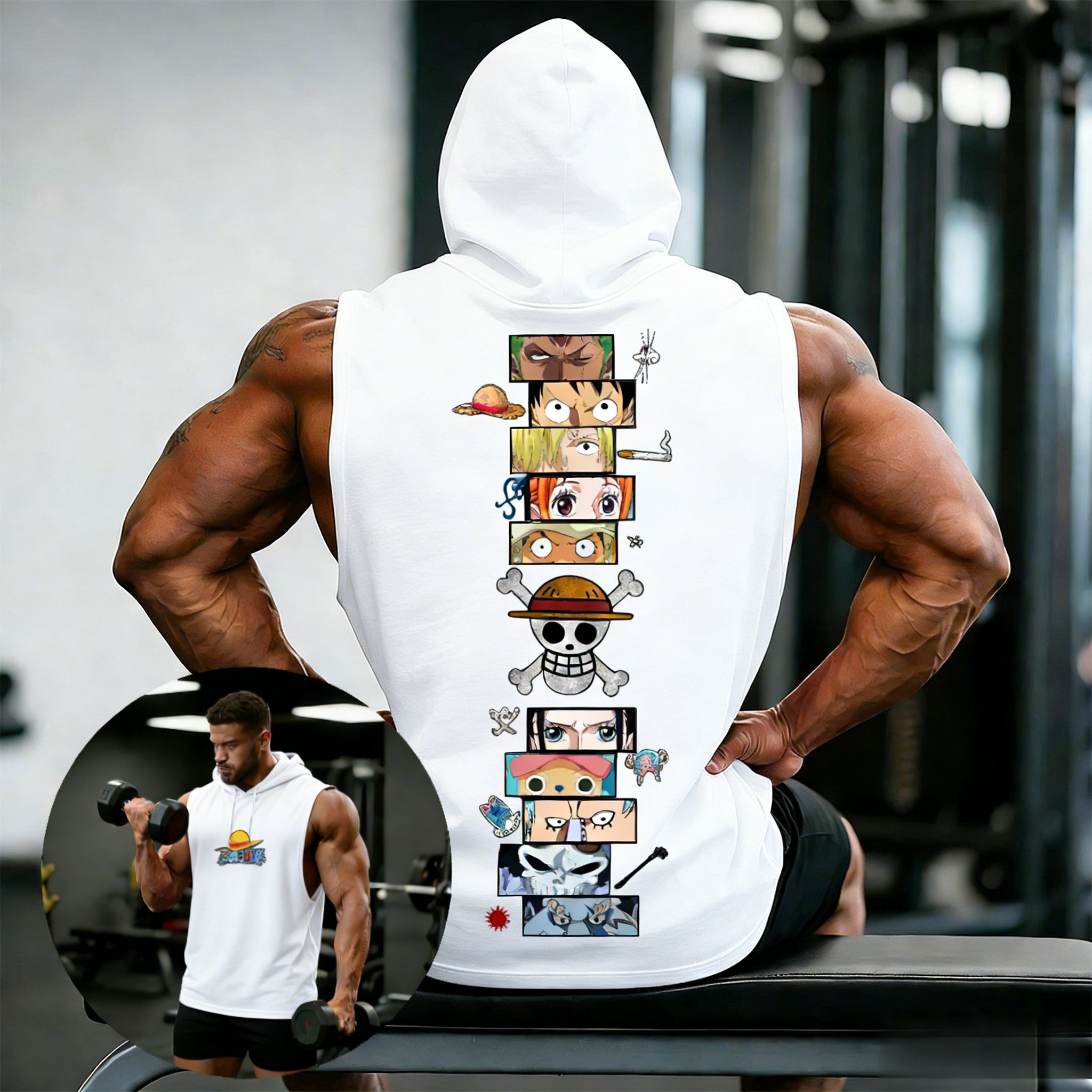 One Piece Anime Hoodie Sleevel - Tank Top Muscle บทวิจารณ์และราคา