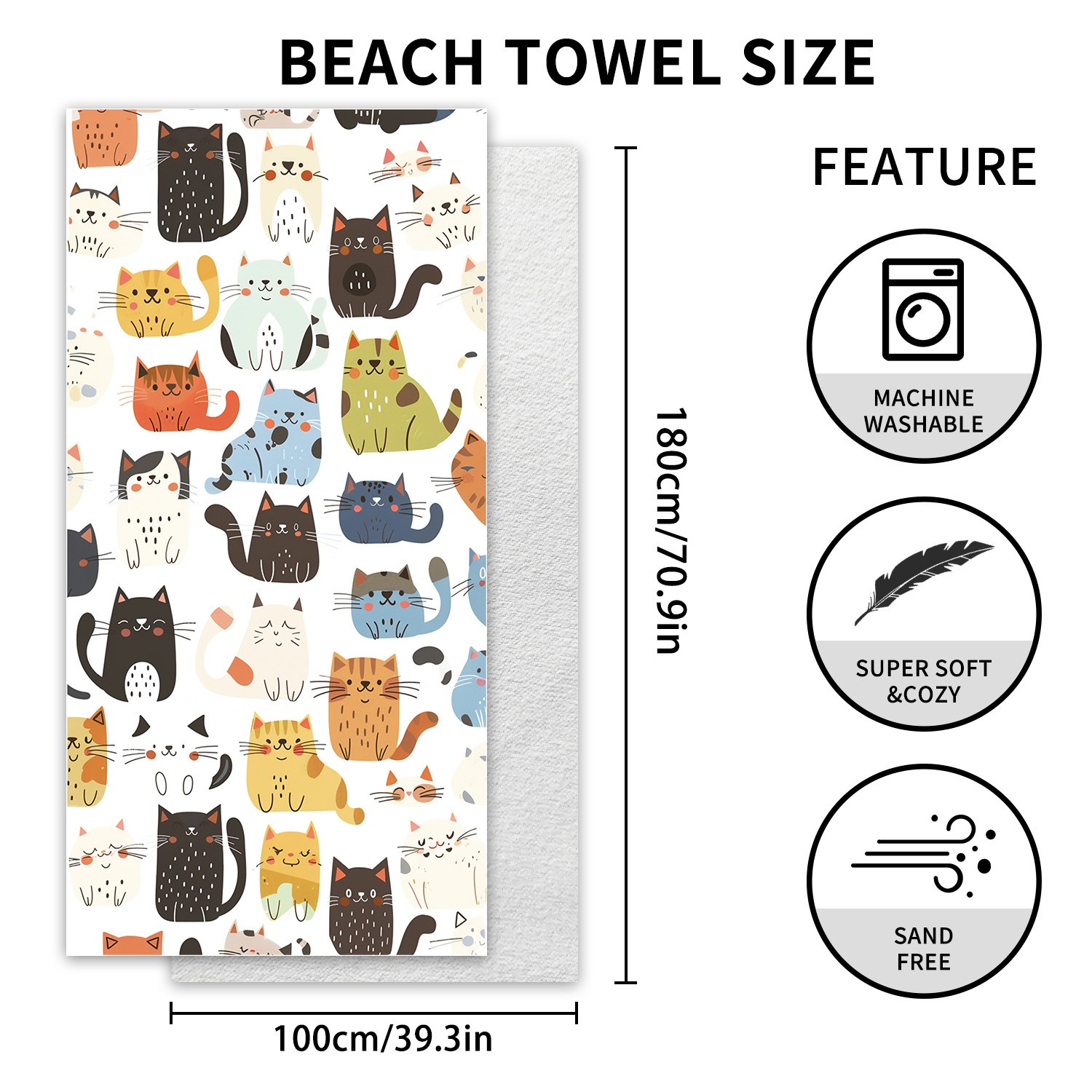 1PC Large Size Beach Blanket M - Beach Towel Large บทวิจารณ์และราคา