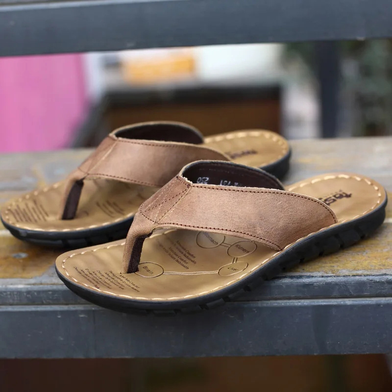 Roma Retro Man Slipper Solid C - Flip Flop Leather Men บทวิจารณ์และราคา