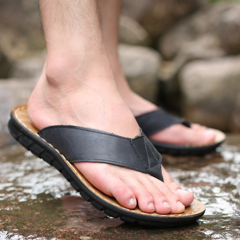 Roma Retro Man Slipper Solid C - Flip Flop Leather Men บทวิจารณ์และราคา