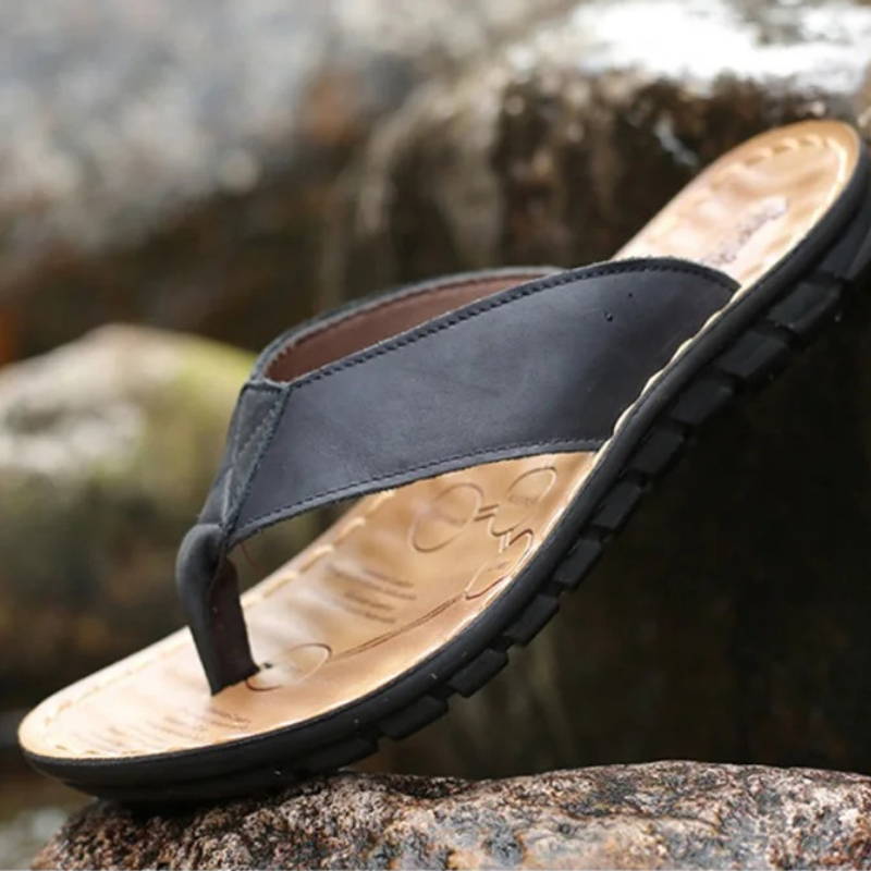 Roma Retro Man Slipper Solid C - Flip Flop Leather Men บทวิจารณ์และราคา