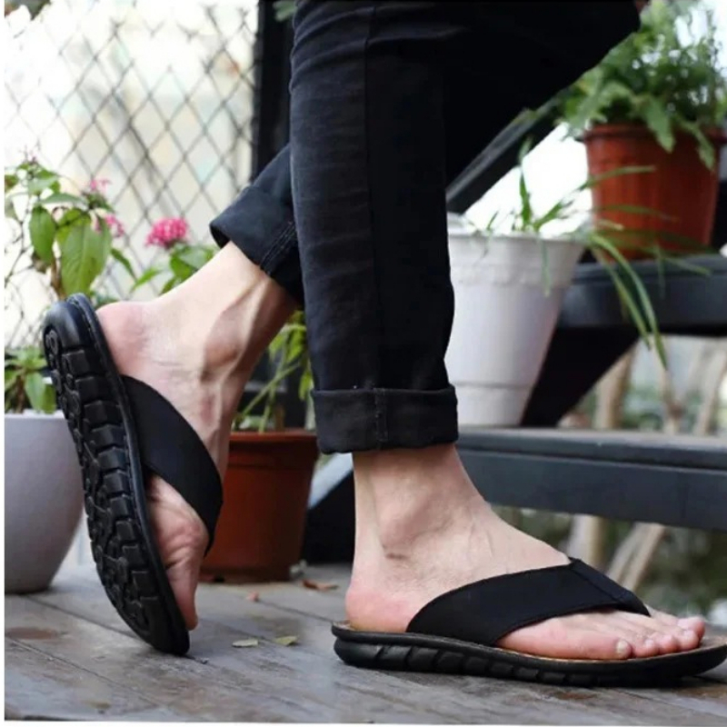 Roma Retro Man Slipper Solid C - Flip Flop Leather Men บทวิจารณ์และราคา