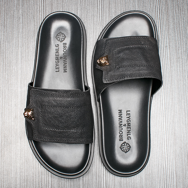 2025 New Genuine Leather Slipp - Flip Flop Leather Men บทวิจารณ์และราคา