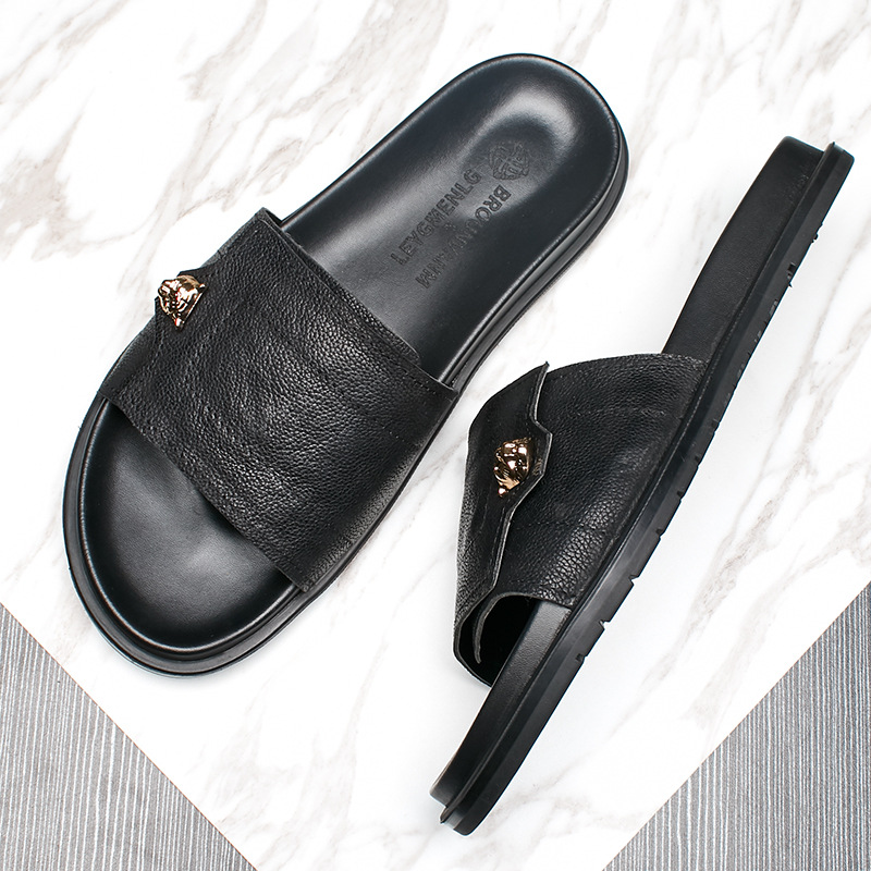 2025 New Genuine Leather Slipp - Flip Flop Leather Men บทวิจารณ์และราคา
