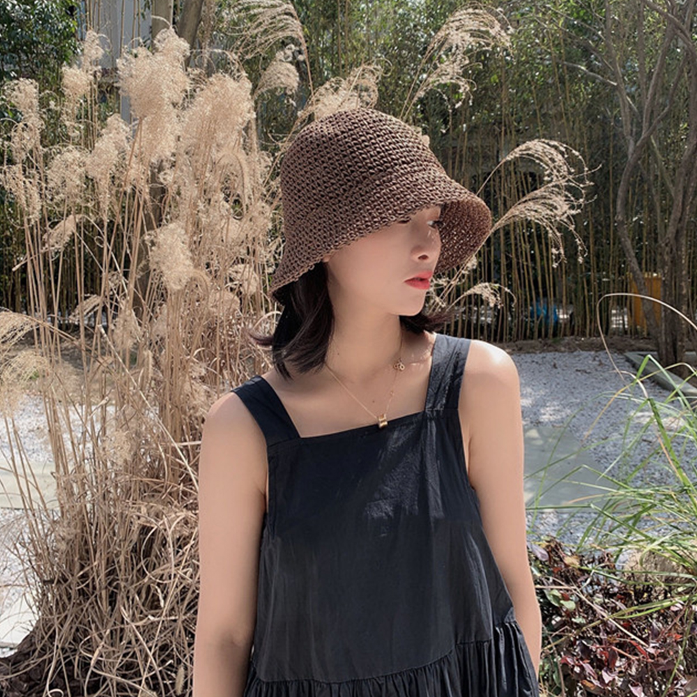 Hot Women's Fashion Summer Cap - Bucket Hat Straw บทวิจารณ์และราคา