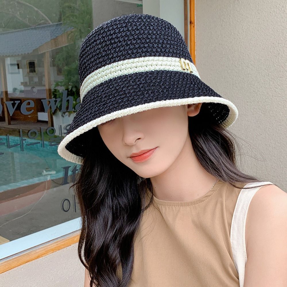 Elegant Bow Fisherman Hat Fold - Bucket Hat Straw บทวิจารณ์และราคา