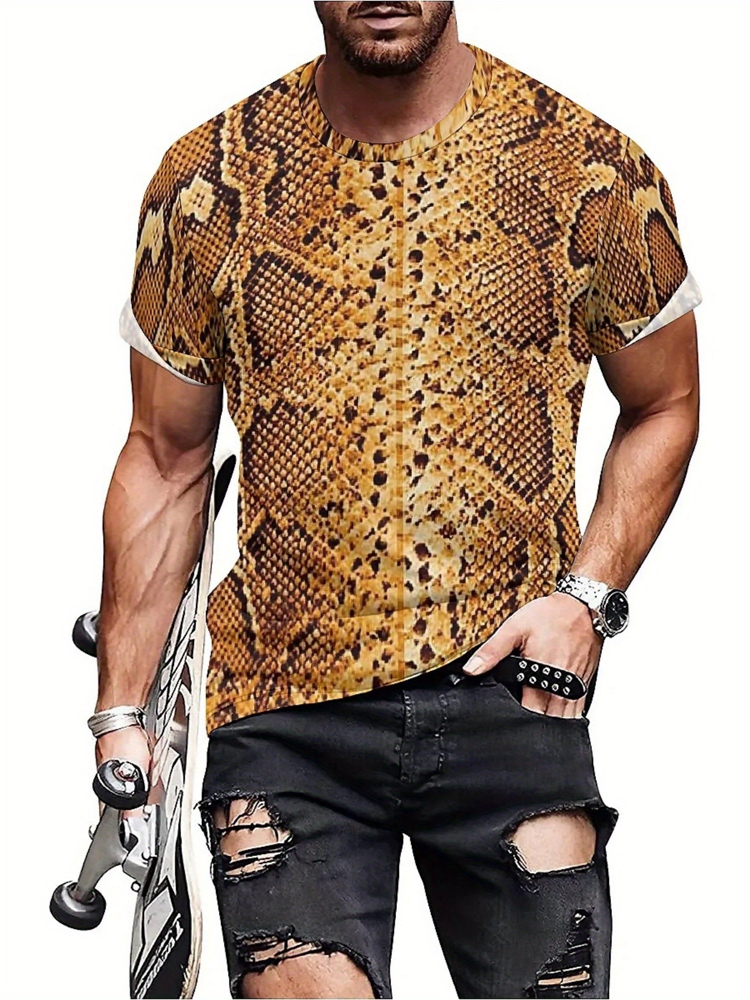 Men'S 3D Print Snake Graphic T - Tee Graphic Print บทวิจารณ์และราคา