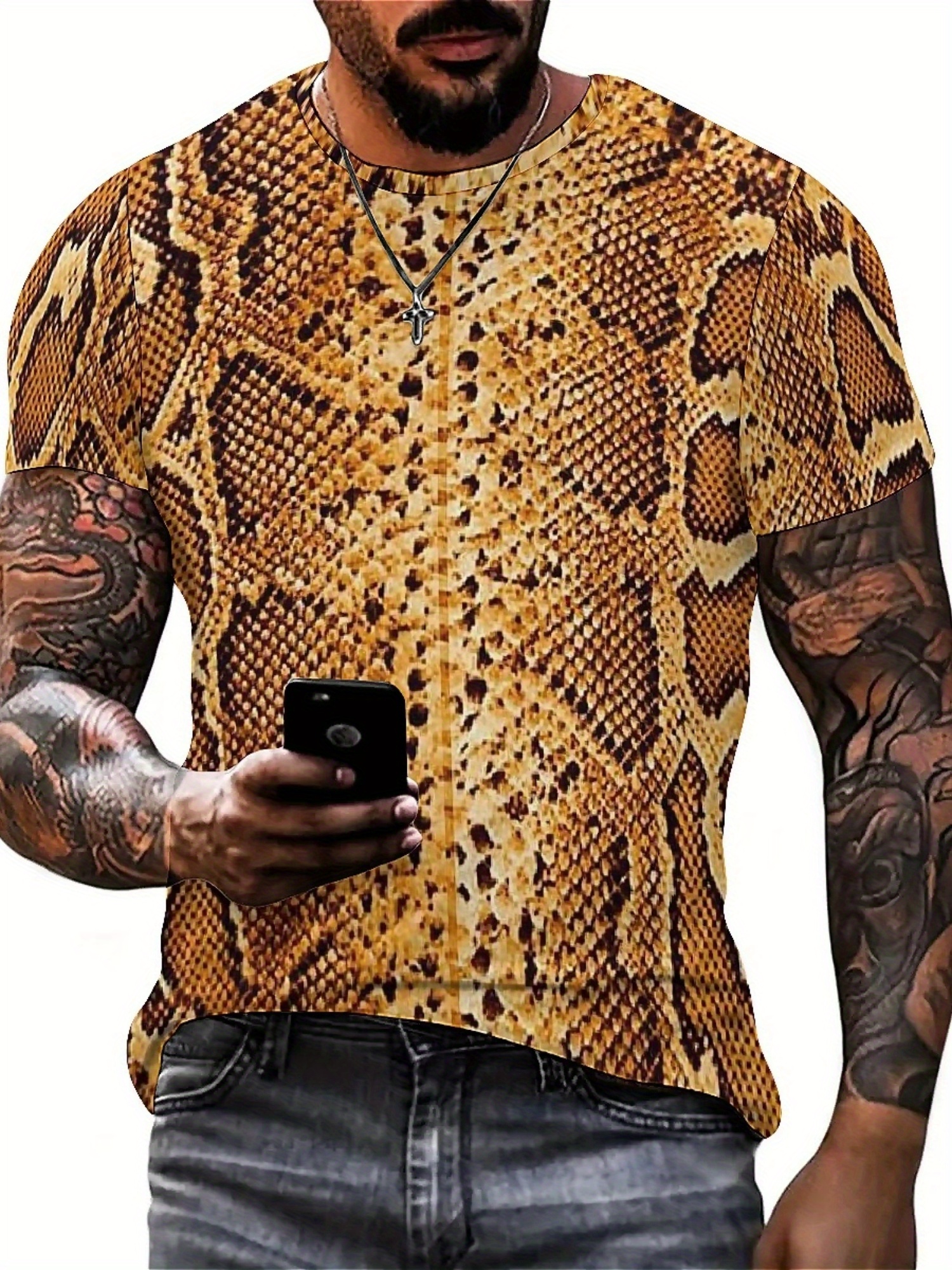 Men'S 3D Print Snake Graphic T - Tee Graphic Print บทวิจารณ์และราคา