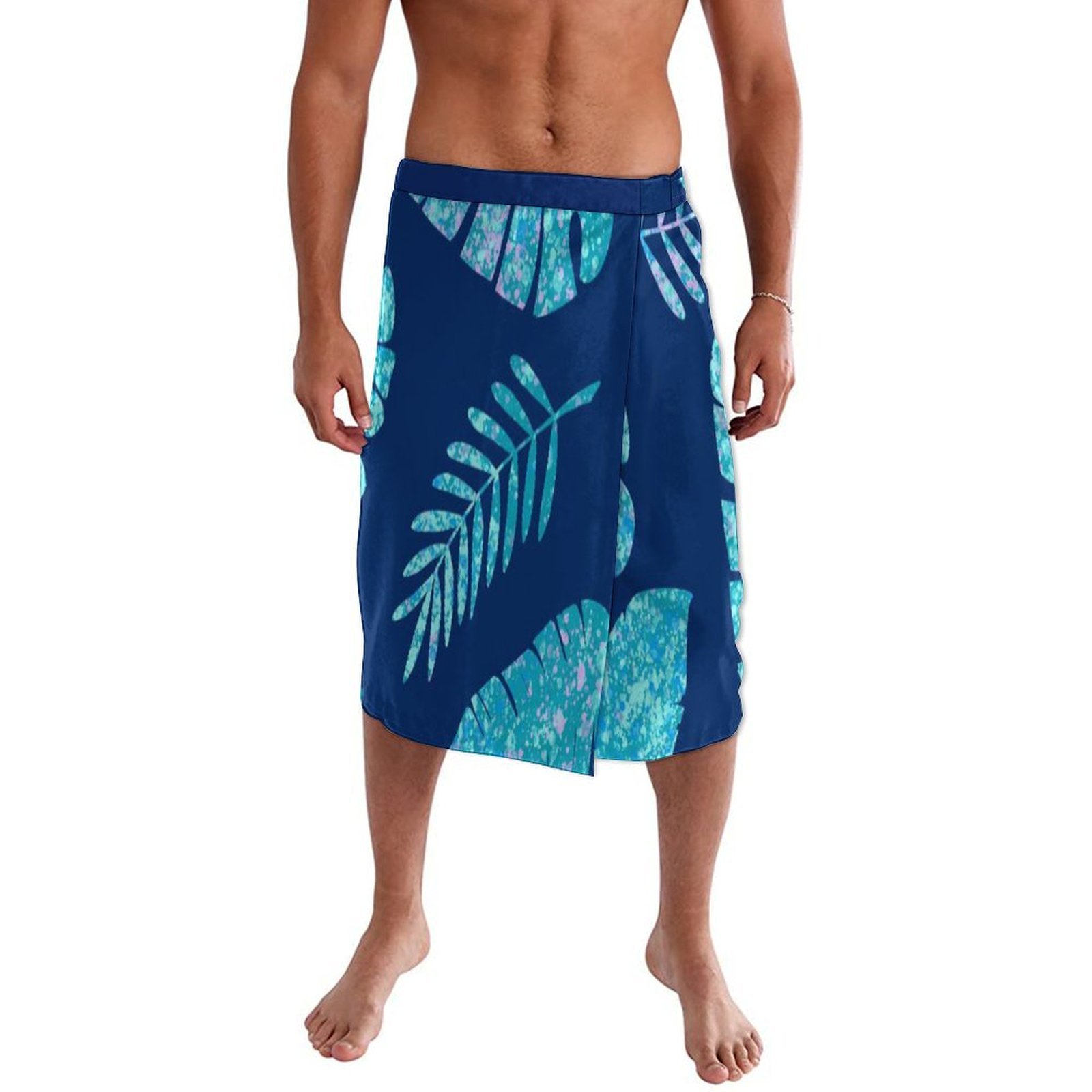 Blue Floral Polynesian Beach W - Sarong Men Wrap บทวิจารณ์และราคา