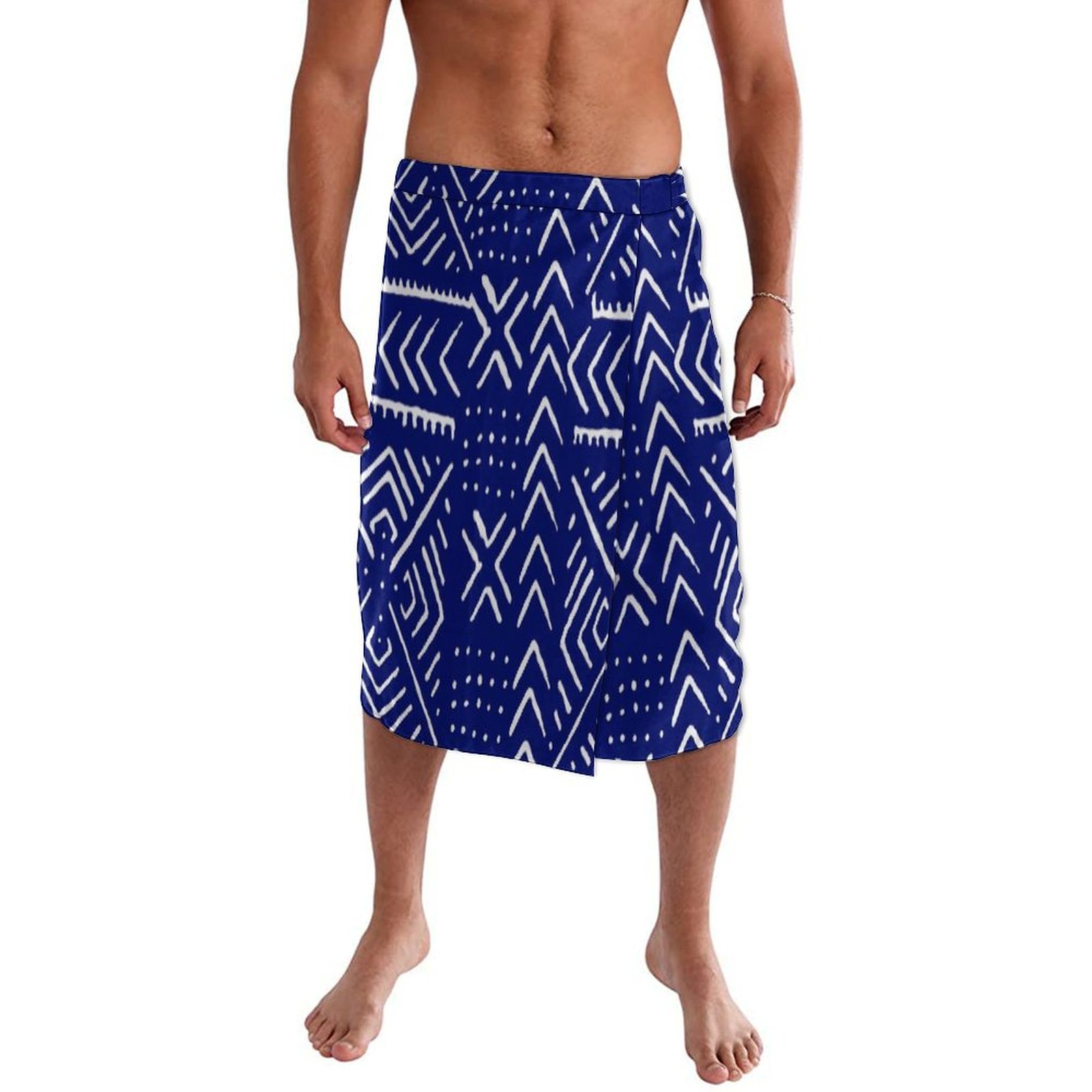 Blue Floral Polynesian Beach W - Sarong Men Wrap บทวิจารณ์และราคา