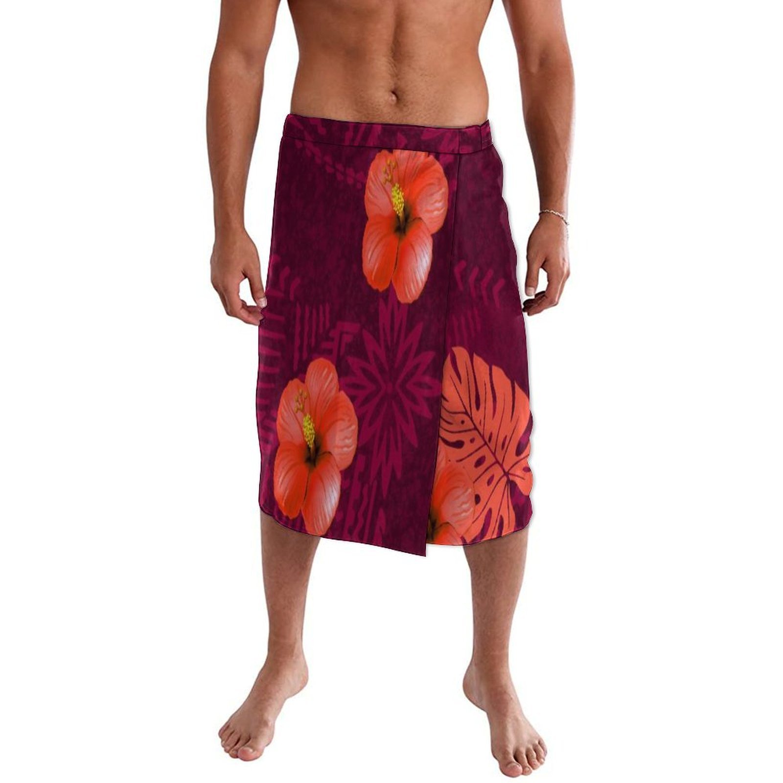 Blue Floral Polynesian Beach W - Sarong Men Wrap บทวิจารณ์และราคา