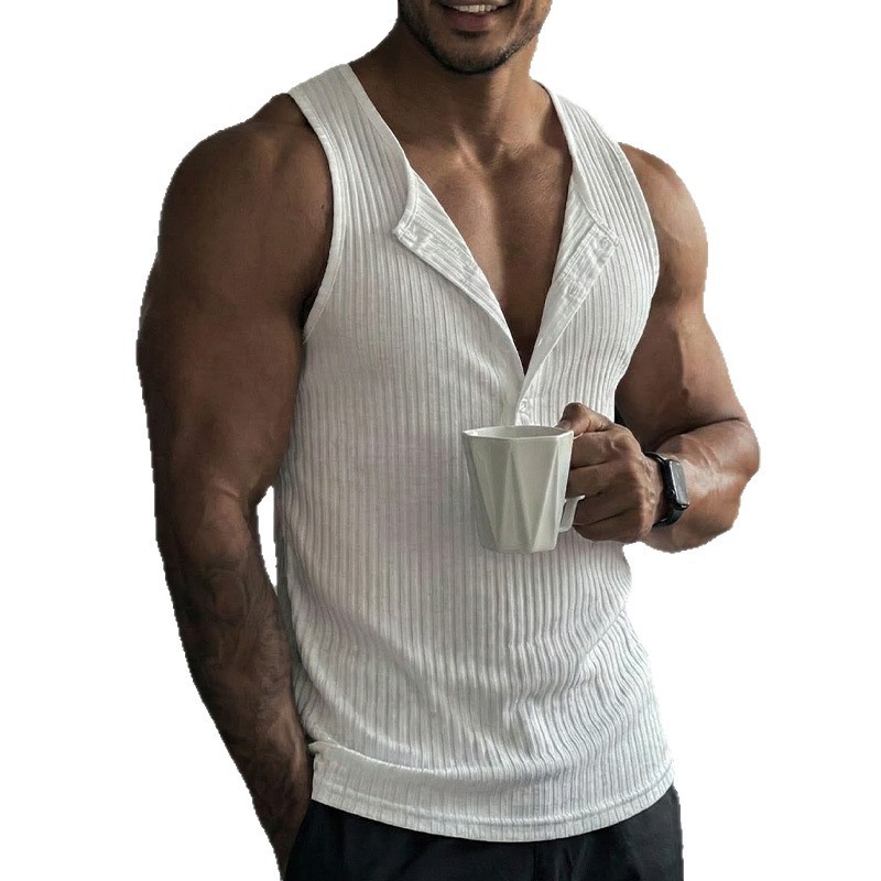 Sporty Tank Top Solid Color Cr - Tank Top Muscle บทวิจารณ์และราคา