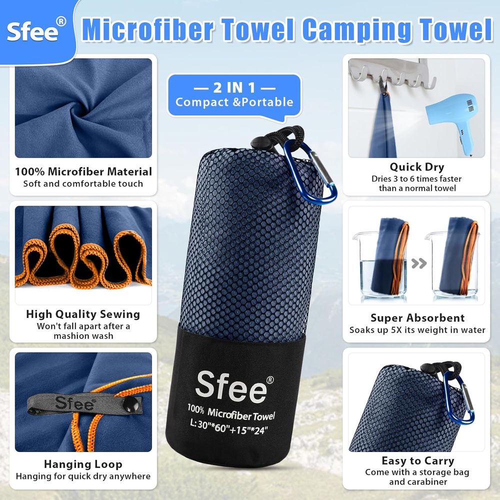Compact Large Absorbent Travel - Beach Towel Large บทวิจารณ์และราคา