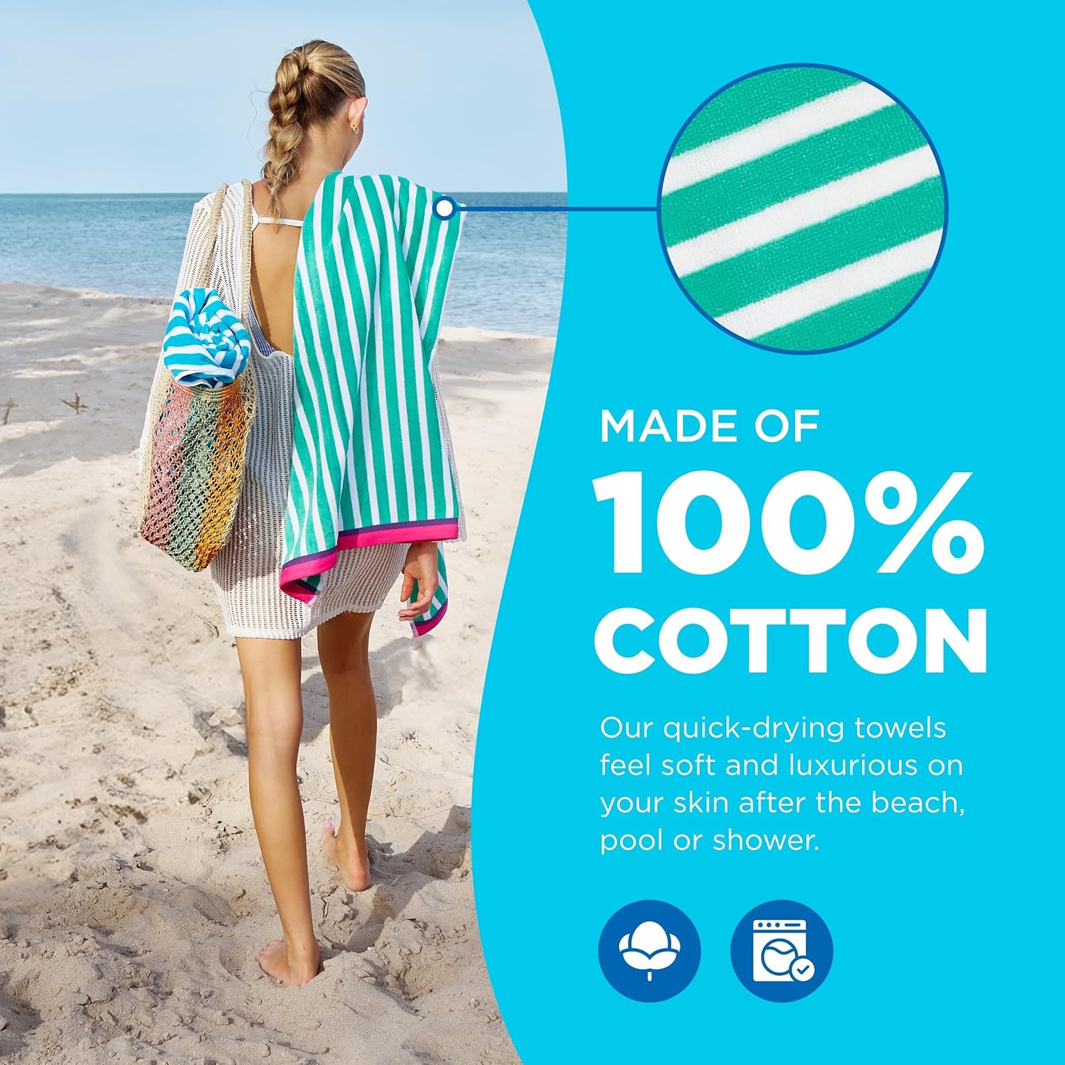 Colorful Racing Striped Beach  - Beach Towel Large บทวิจารณ์และราคา