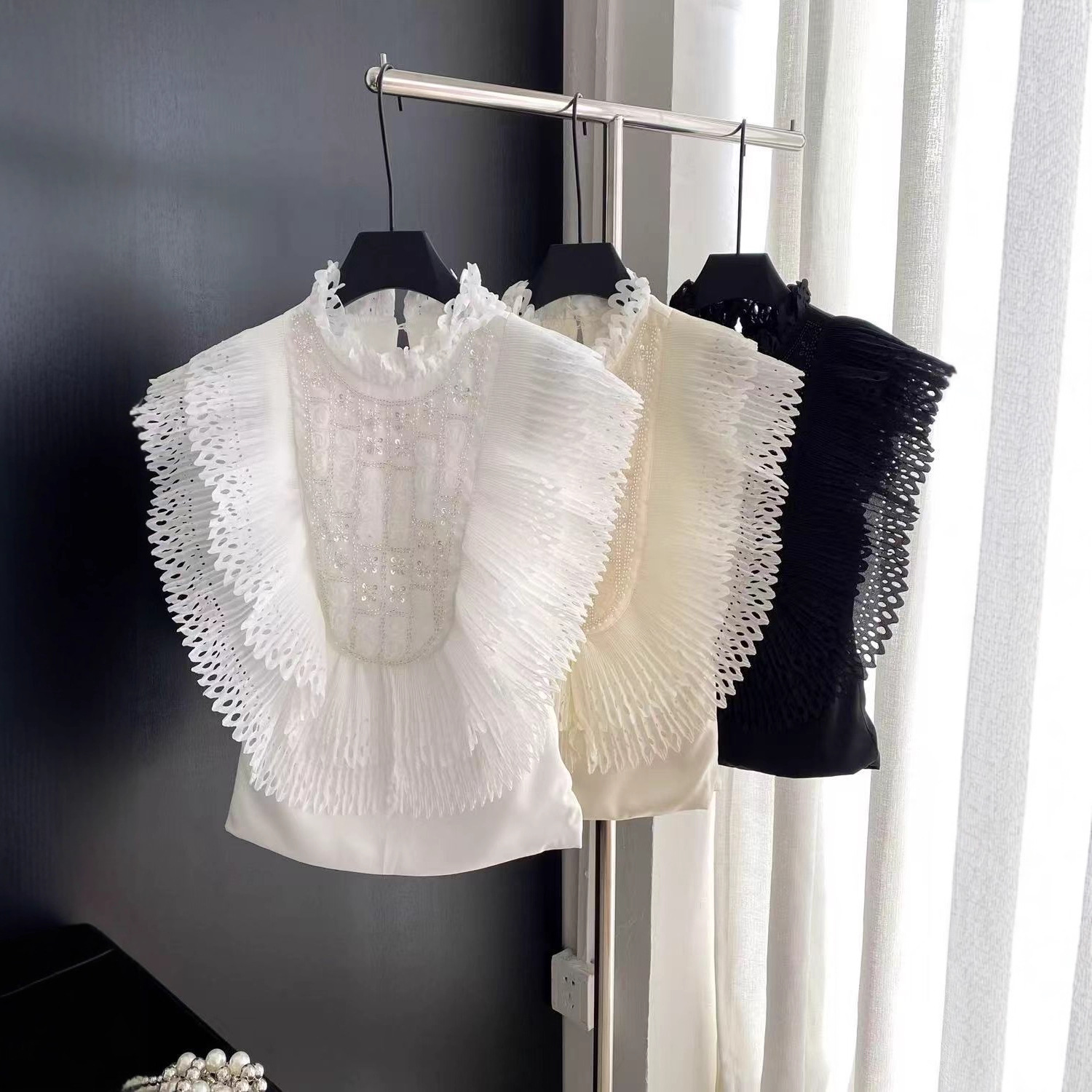Top Blouse Women Sleeveless Ru - Shirt Camp Collar บทวิจารณ์และราคา