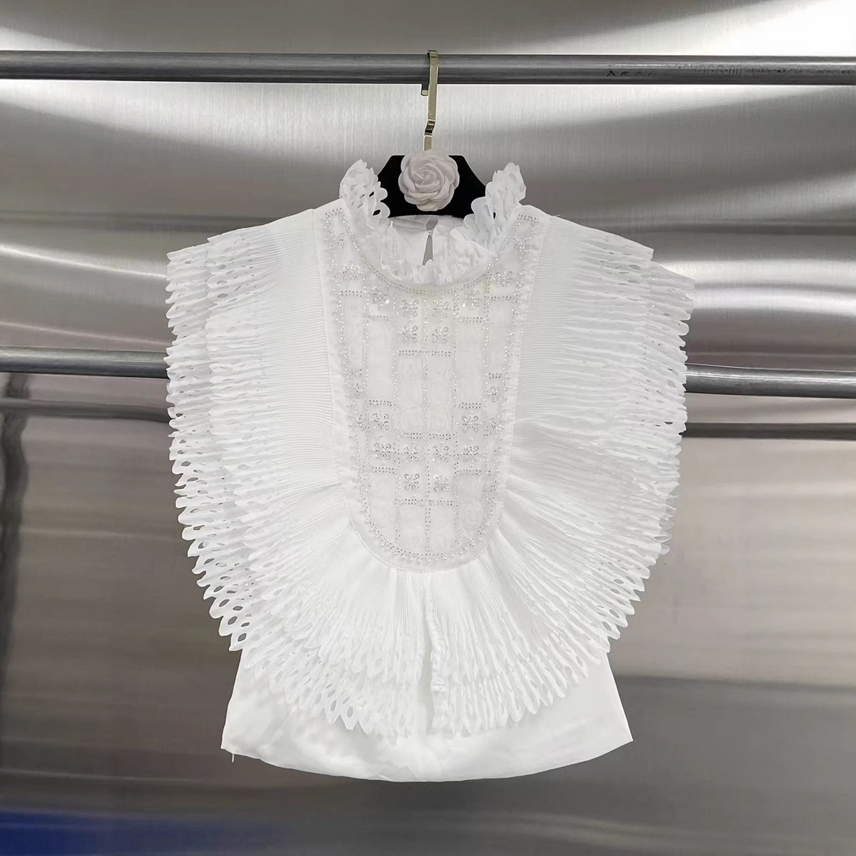 Top Blouse Women Sleeveless Ru - Shirt Camp Collar บทวิจารณ์และราคา