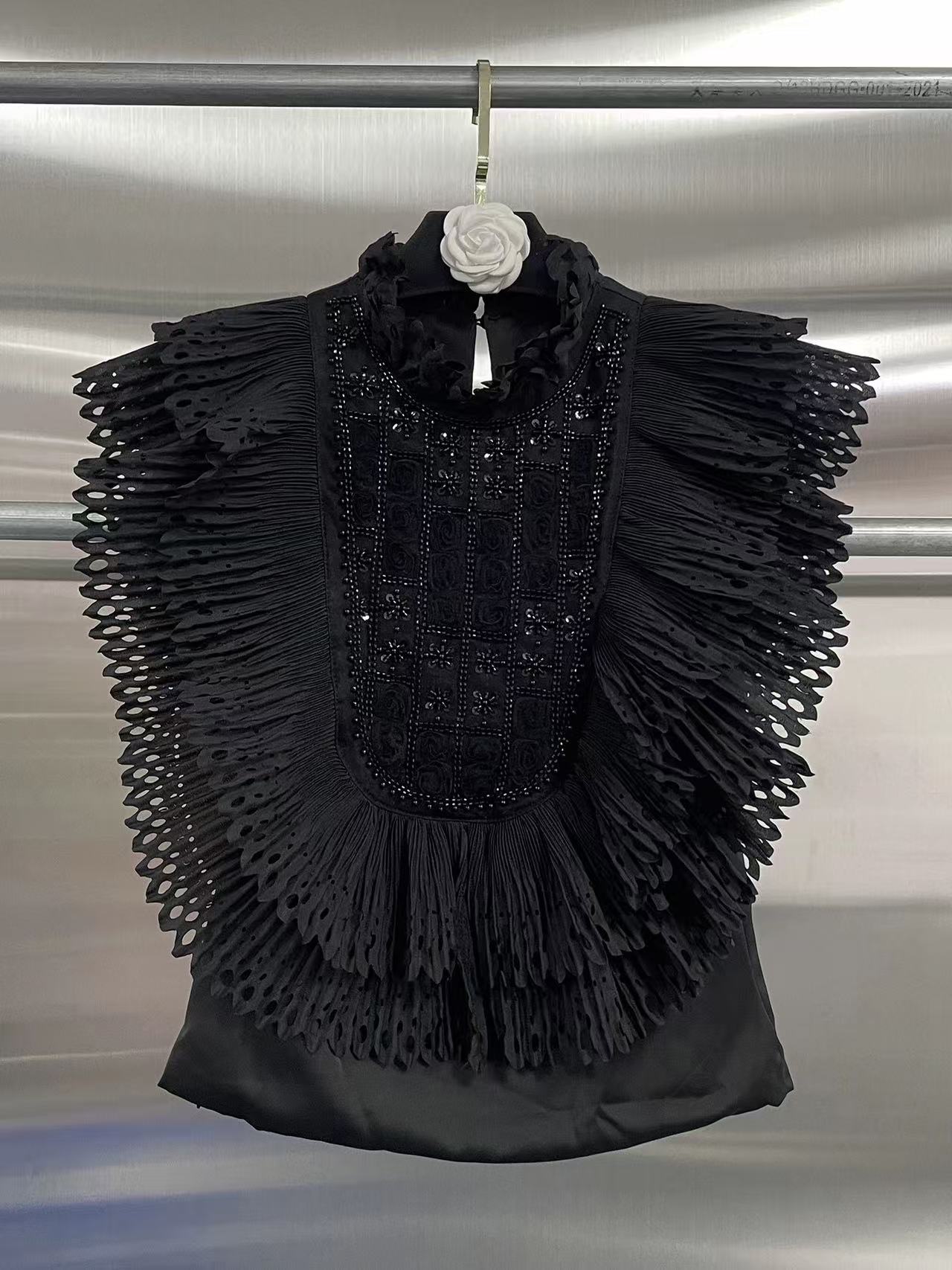 Top Blouse Women Sleeveless Ru - Shirt Camp Collar บทวิจารณ์และราคา