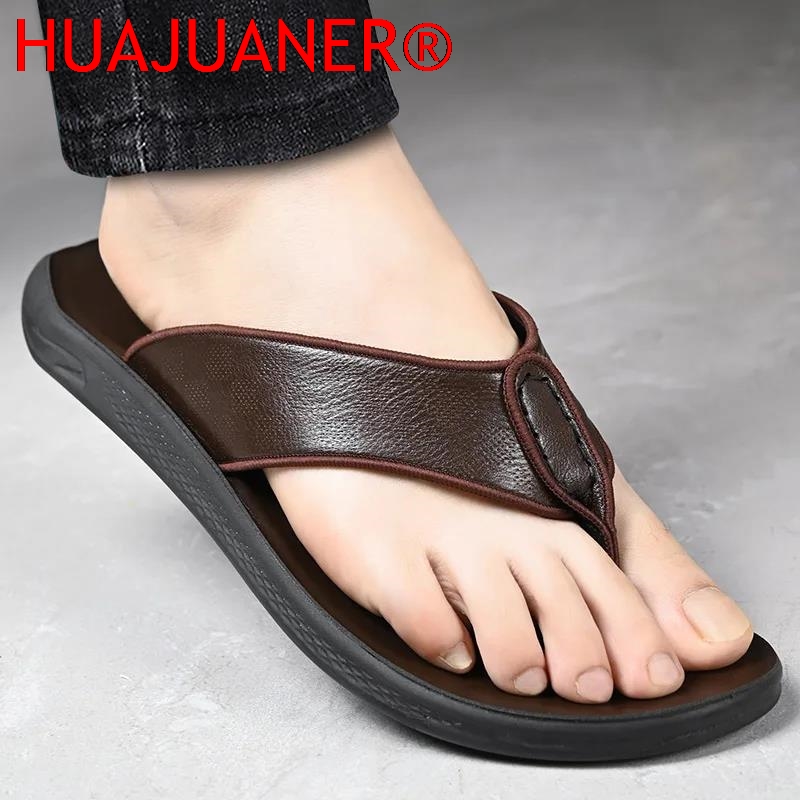 Casual Outdoor Men's Sandals S - Flip Flop Leather Men บทวิจารณ์และราคา